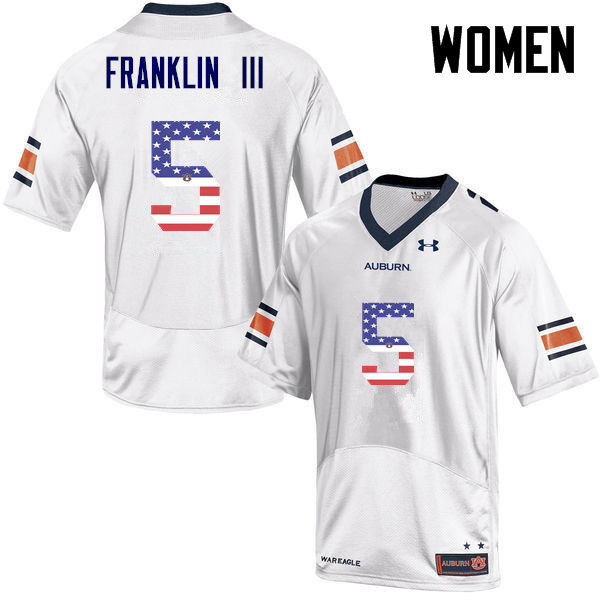 Women #5 John Franklin III Auburn Tigers USA Flag Fashion College Football Jerseys-White